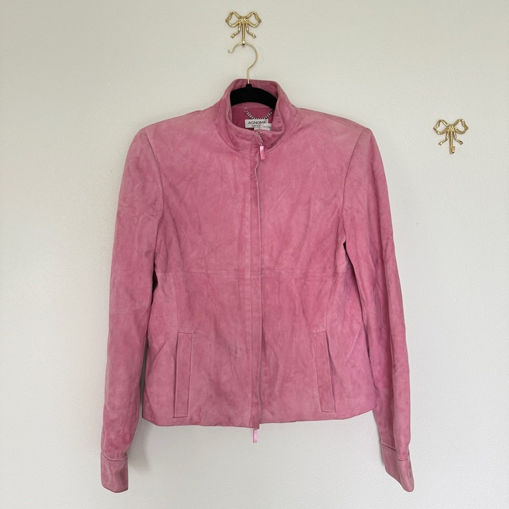 Made in Italy, Pink Leather Suede Jacket
